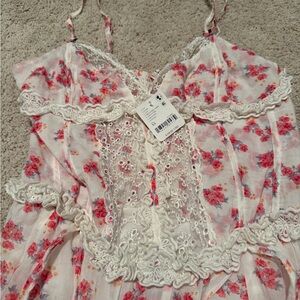 Free People Floral Lace Trim Dress